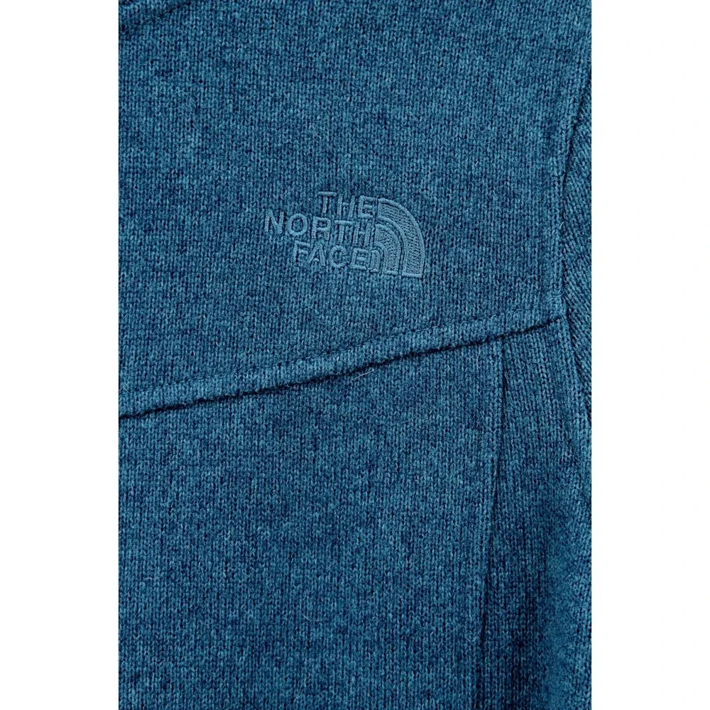 The North Face Knit Fleece Full Zip Jacket Womens Medium Teal Blue Logo NF0A2RFH